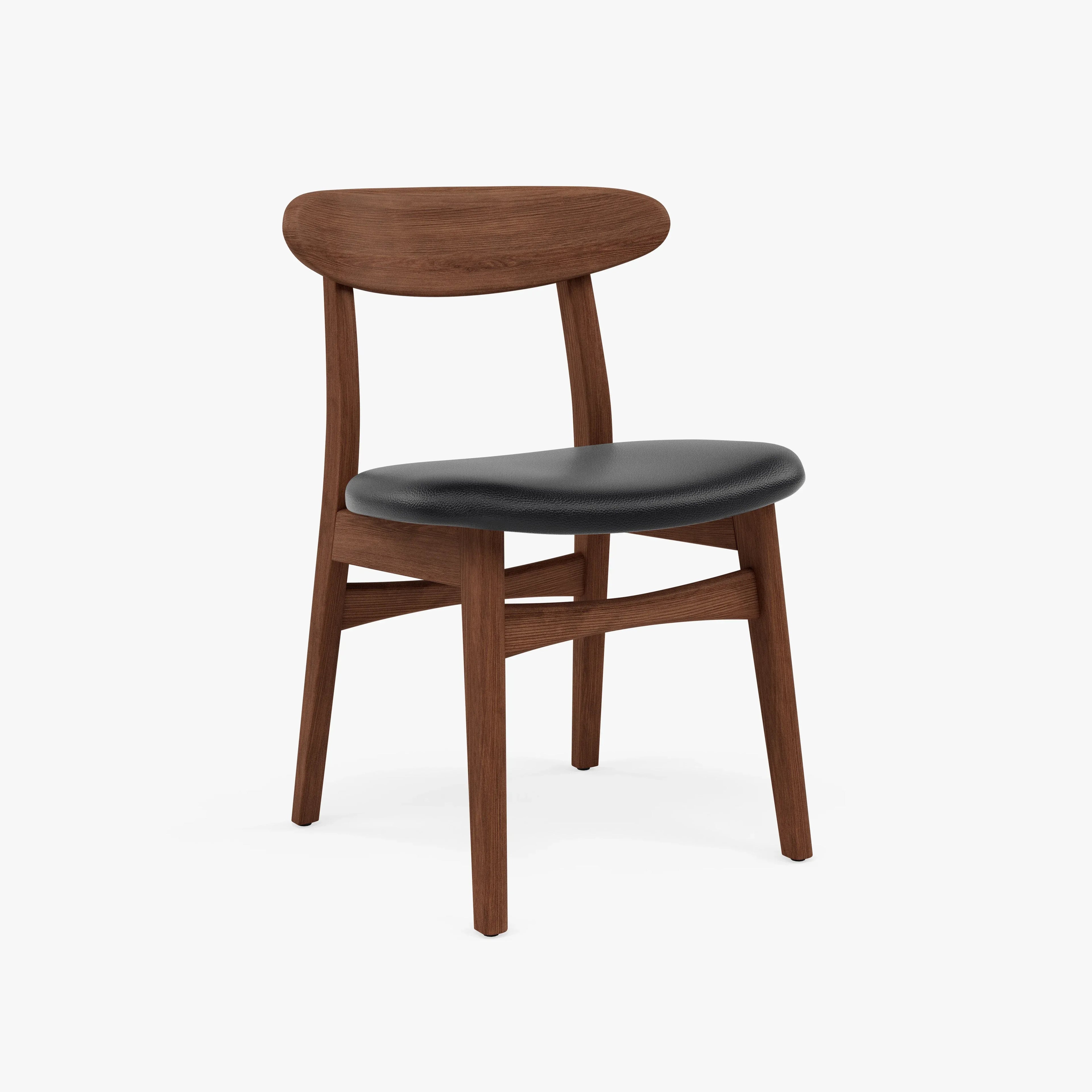 Magnus Dining Chair Black Leather Solid American Walnut