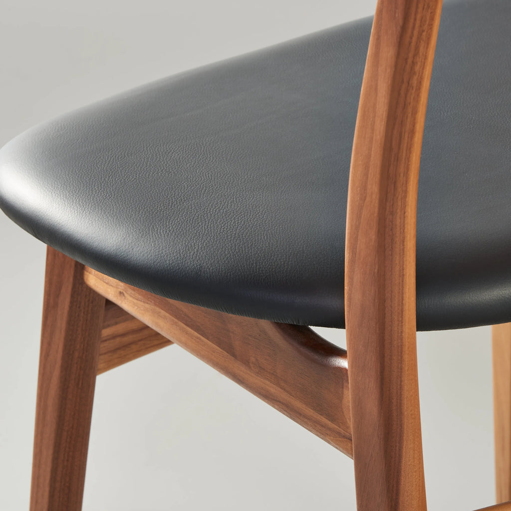 Magnus Dining Chair Black Leather Solid American Walnut