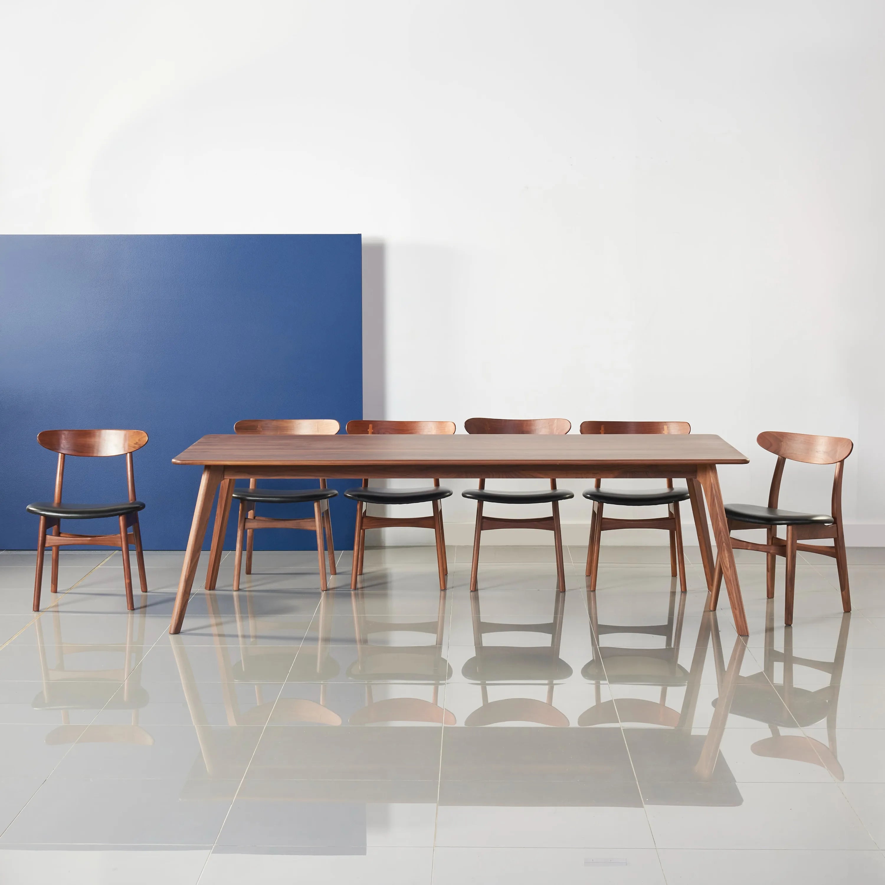 Magnus Dining Chair Black Leather Solid American Walnut