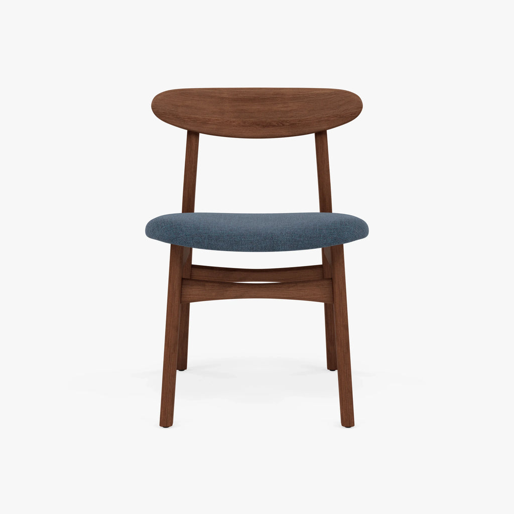Magnus Dining Chair Chambray Blue Fabric Solid American Walnut