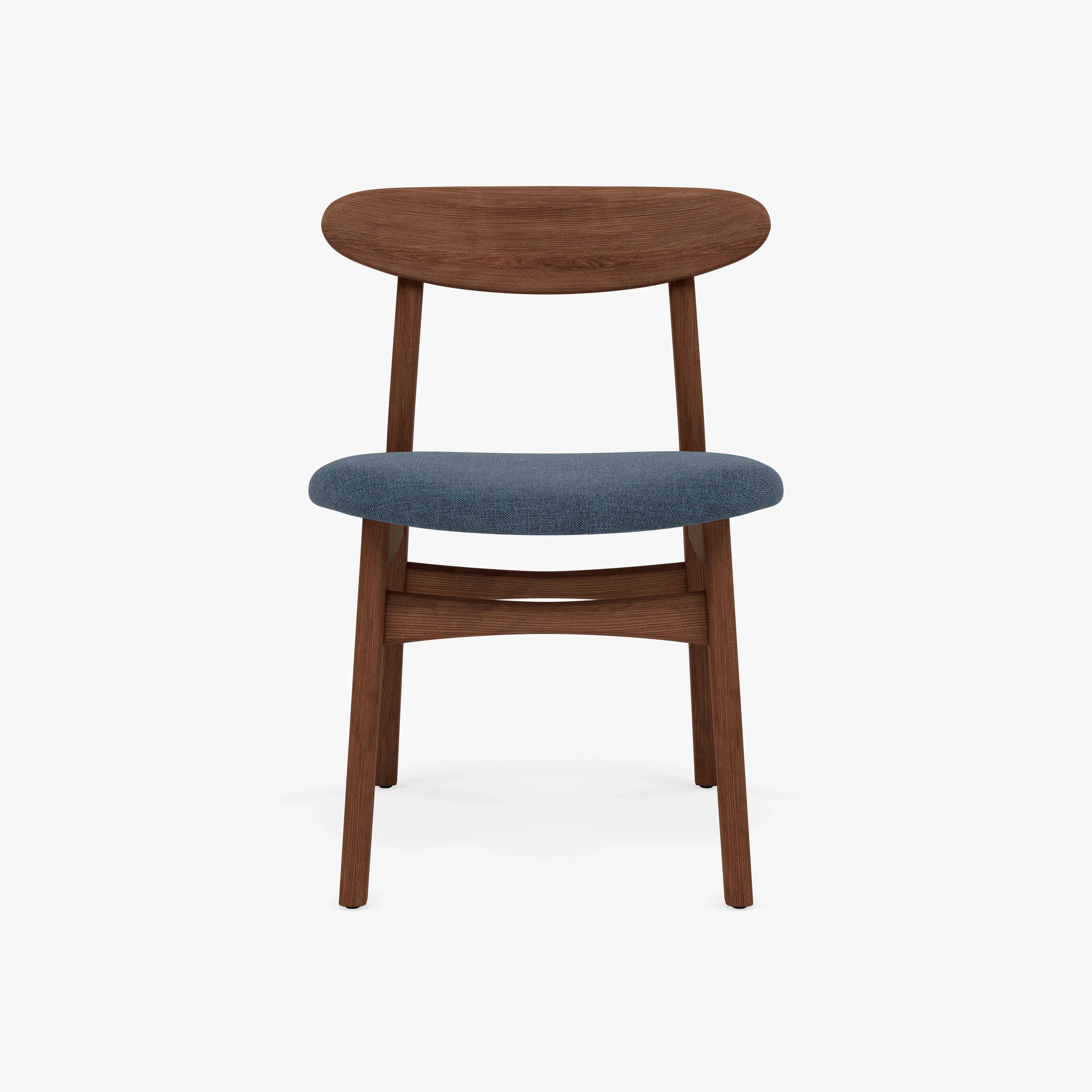 Magnus Dining Chair Chambray Blue Fabric Solid American Walnut