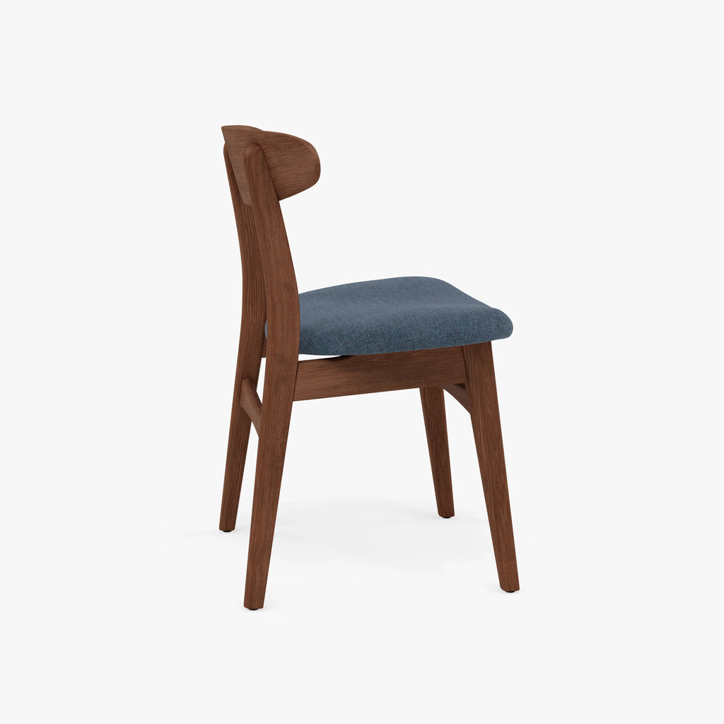 Magnus Dining Chair Chambray Blue Fabric Solid American Walnut