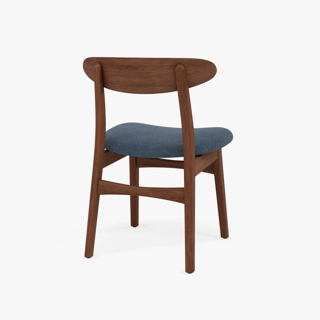 Magnus Dining Chair Chambray Blue Fabric Solid American Walnut