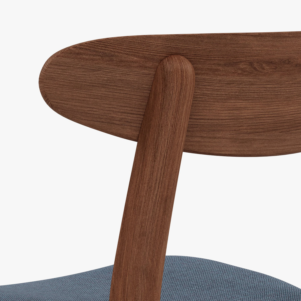 Magnus Dining Chair Chambray Blue Fabric Solid American Walnut