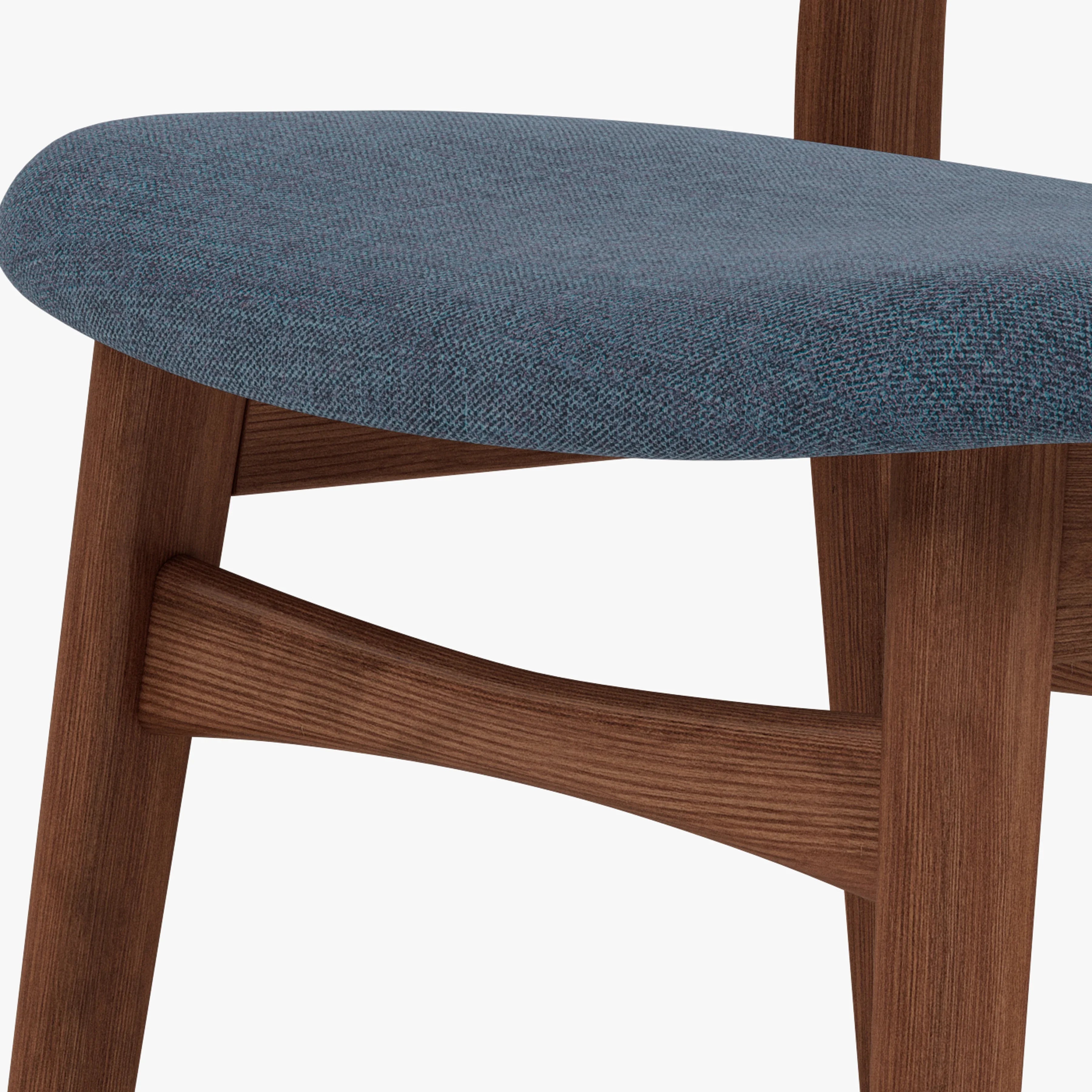 Magnus Dining Chair Chambray Blue Fabric Solid American Walnut
