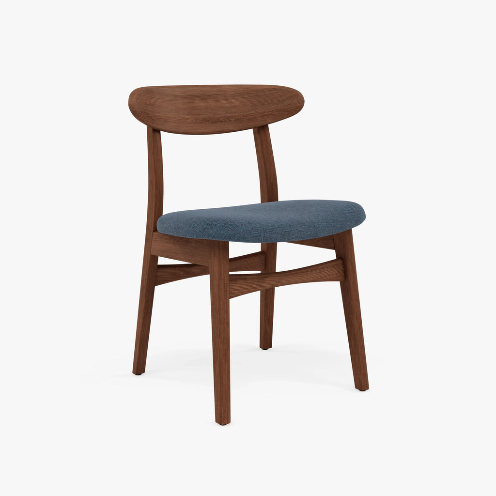 Magnus Dining Chair Chambray Blue Fabric Solid American Walnut