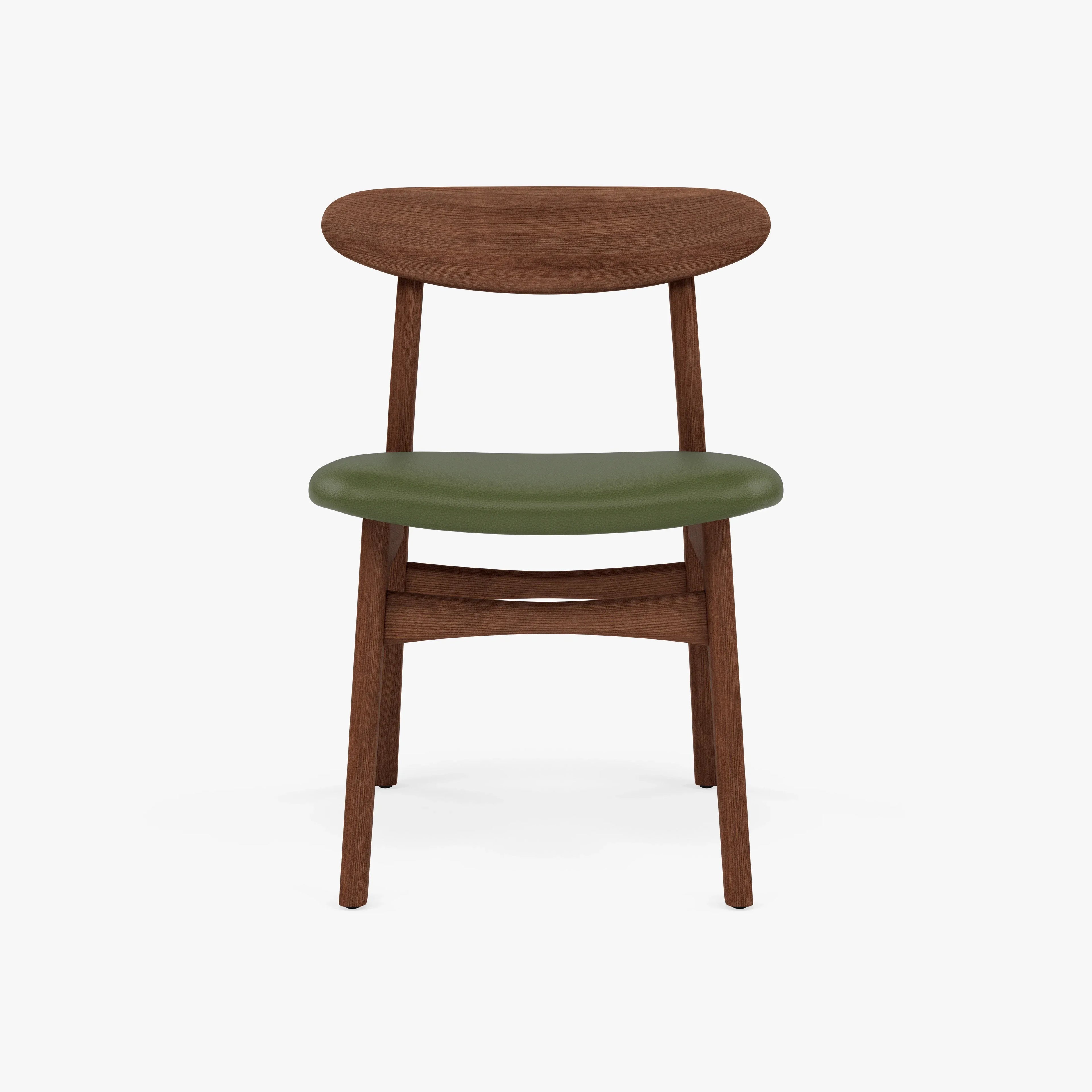 Magnus Dining Chair Green Leather Solid American Walnut