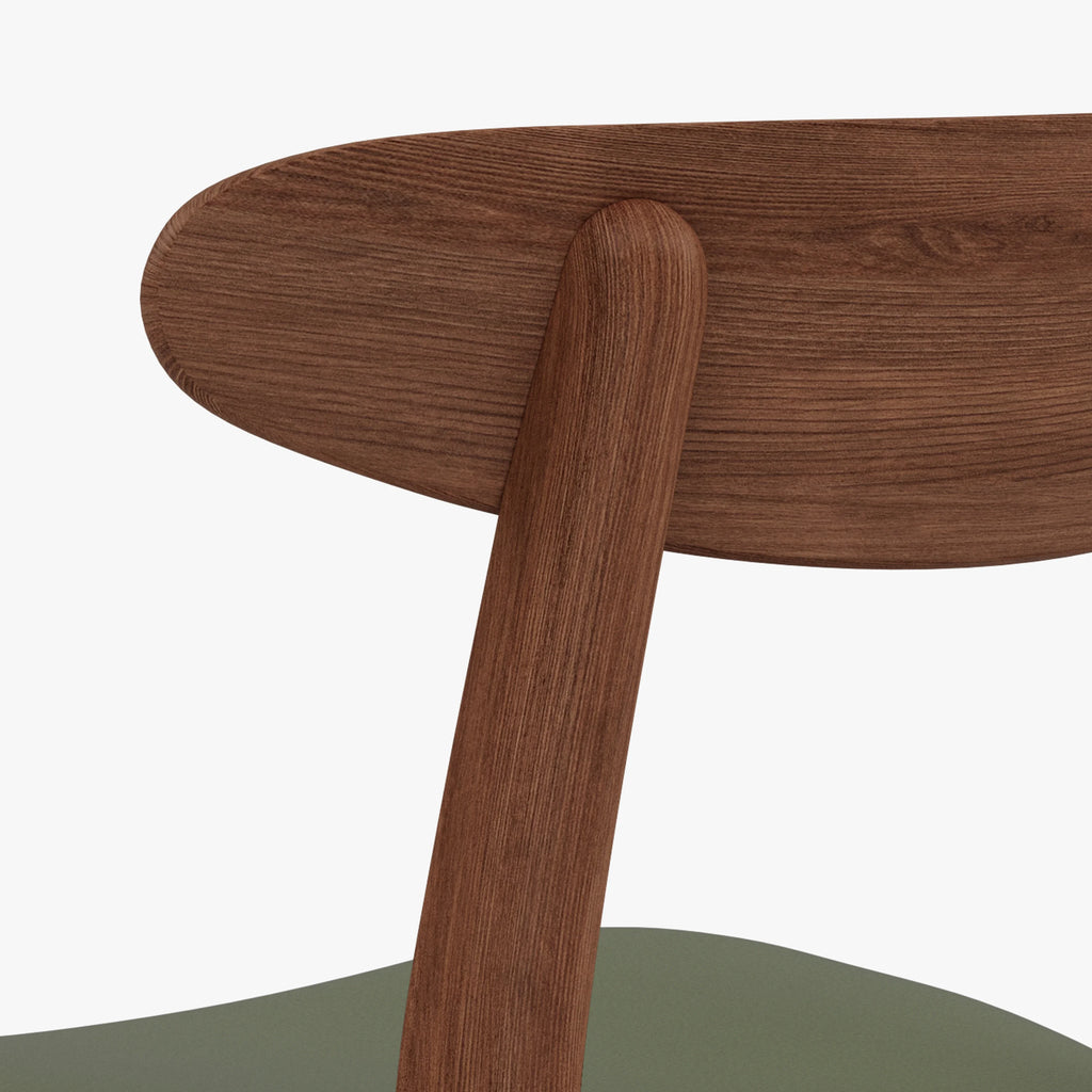 Magnus Dining Chair Green Leather Solid American Walnut