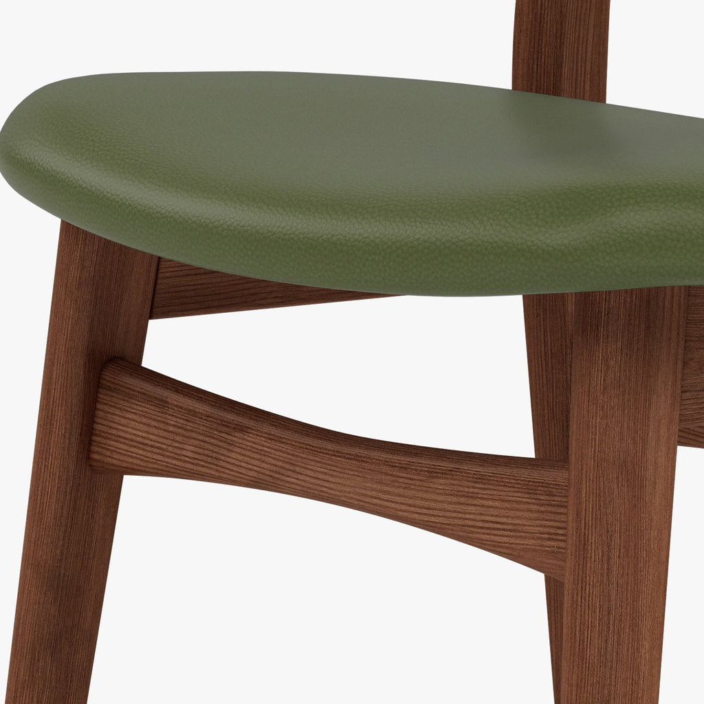 Magnus Dining Chair Green Leather Solid American Walnut