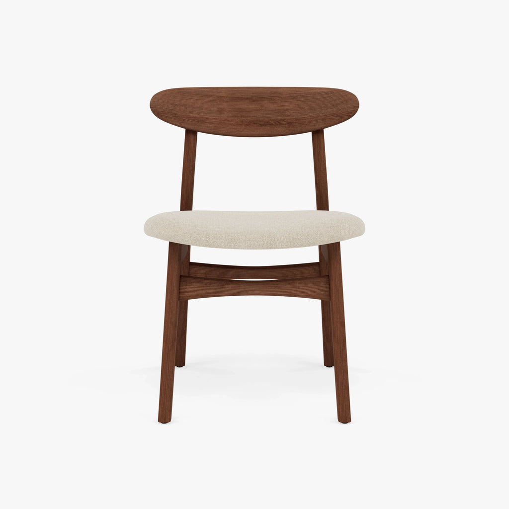 Magnus Dining Chair Oatmeal Beige Fabric Solid American Walnut