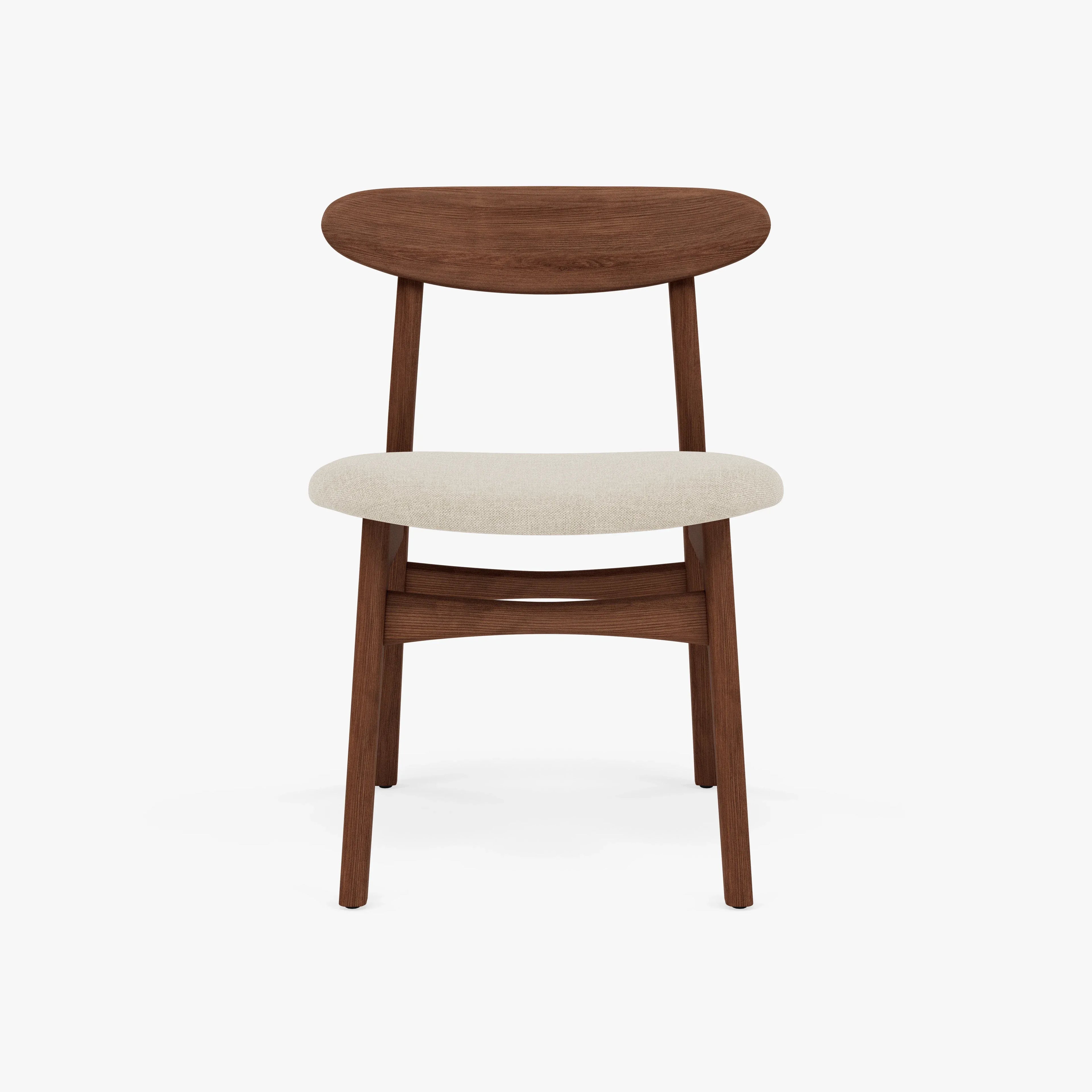 Magnus Dining Chair Oatmeal Beige Fabric Solid American Walnut