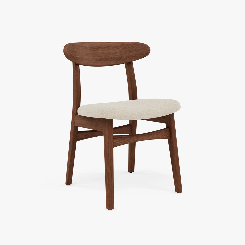 Magnus Dining Chair Oatmeal Beige Fabric Solid American Walnut