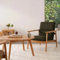 Mysa Armchair Alpine Green Fabric Solid American Oak