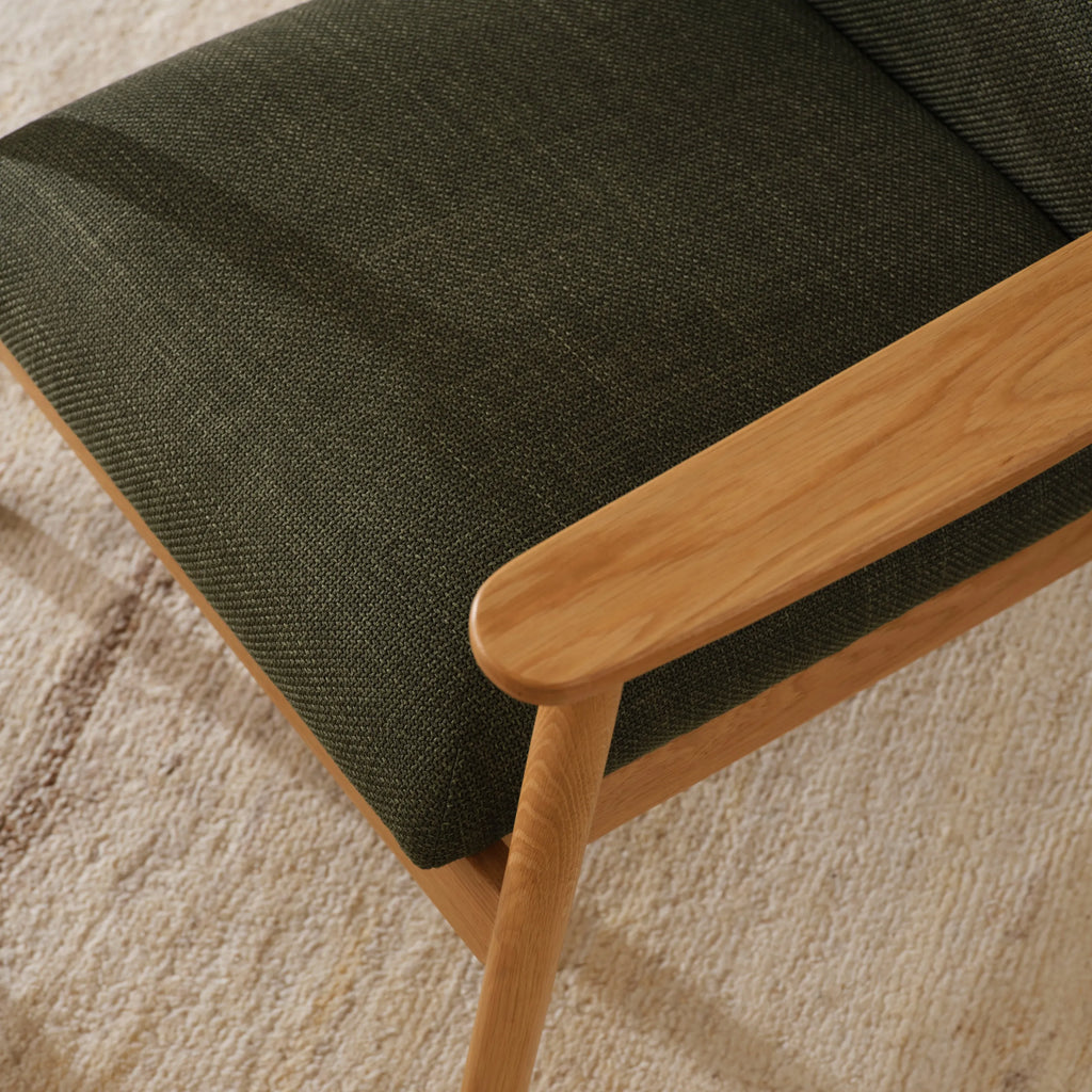 Mysa Armchair Alpine Green Fabric Solid American Oak