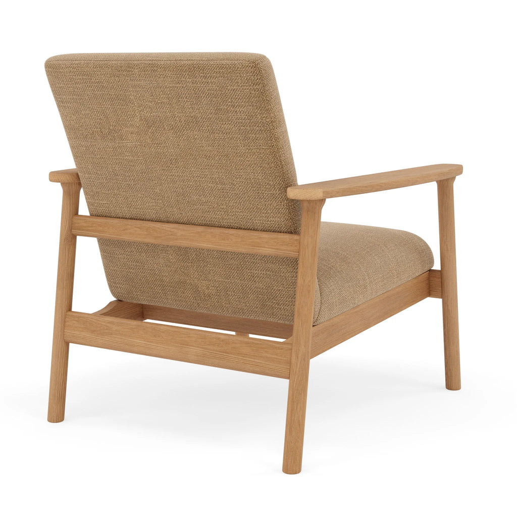 Mysa Armchair Camel Beige Fabric Solid American Oak