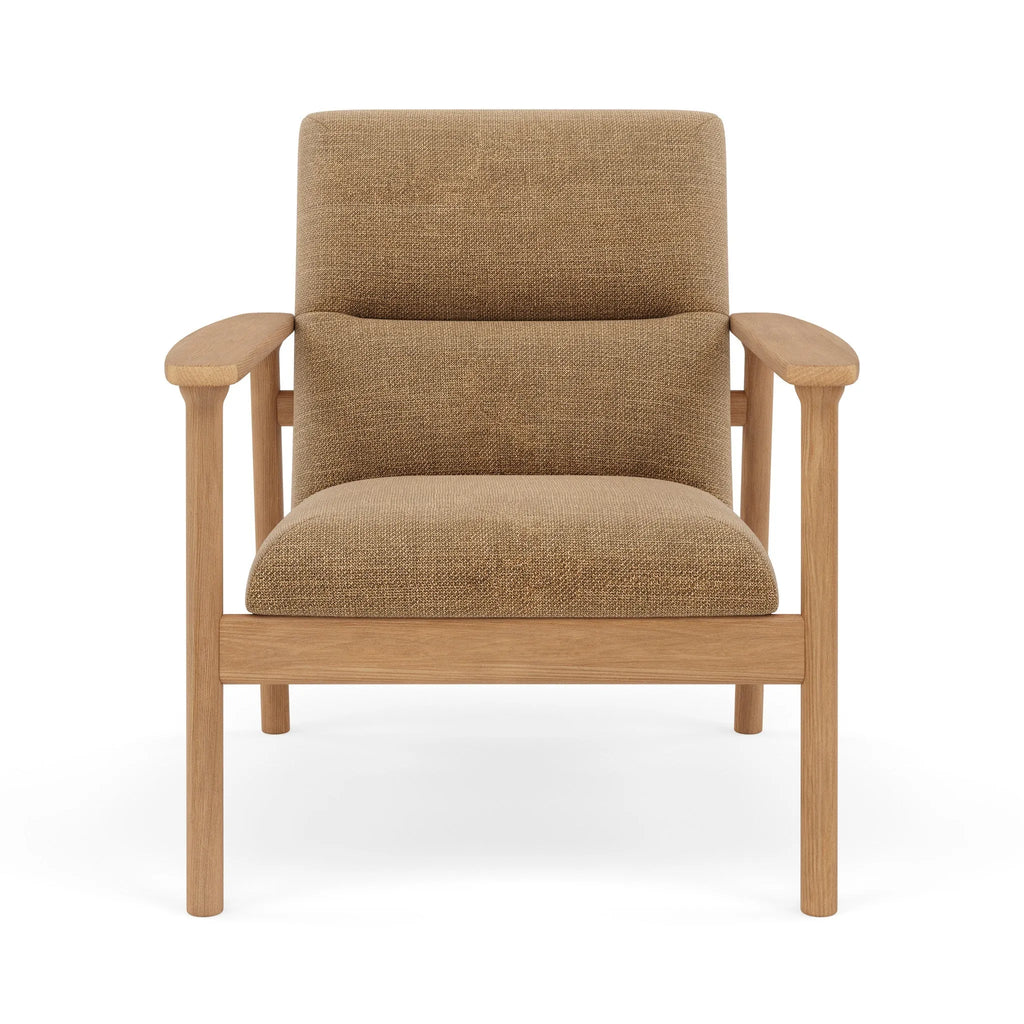 Mysa Armchair Camel Beige Fabric Solid American Oak