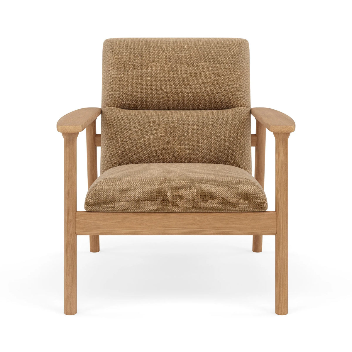 Mysa Armchair Camel Beige Fabric Solid American Oak