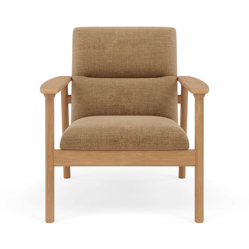 Mysa Armchair Camel Beige Fabric Solid American Oak