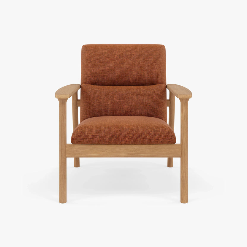 Mysa Armchair Caramel Fabric Solid American Oak