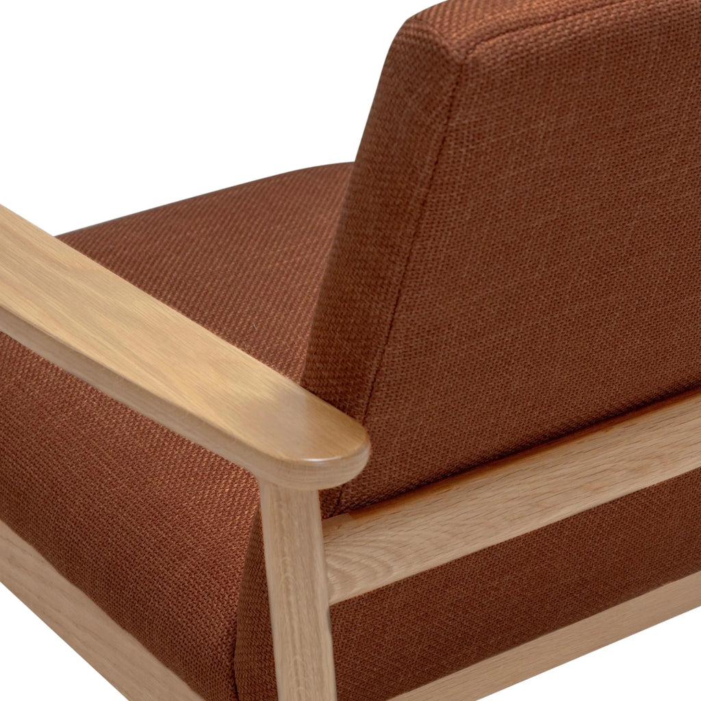 Mysa Armchair Caramel Fabric Solid American Oak