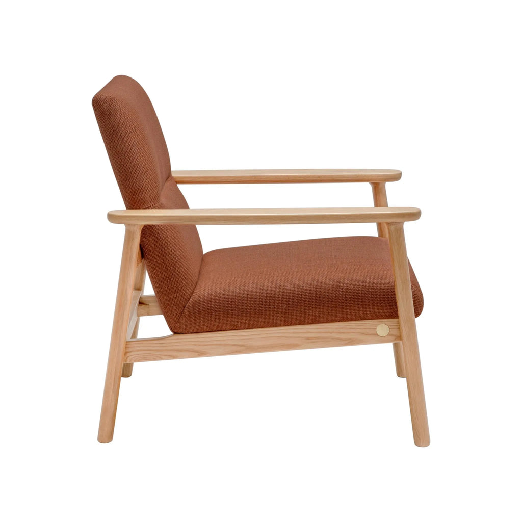 Mysa Armchair Caramel Fabric Solid American Oak