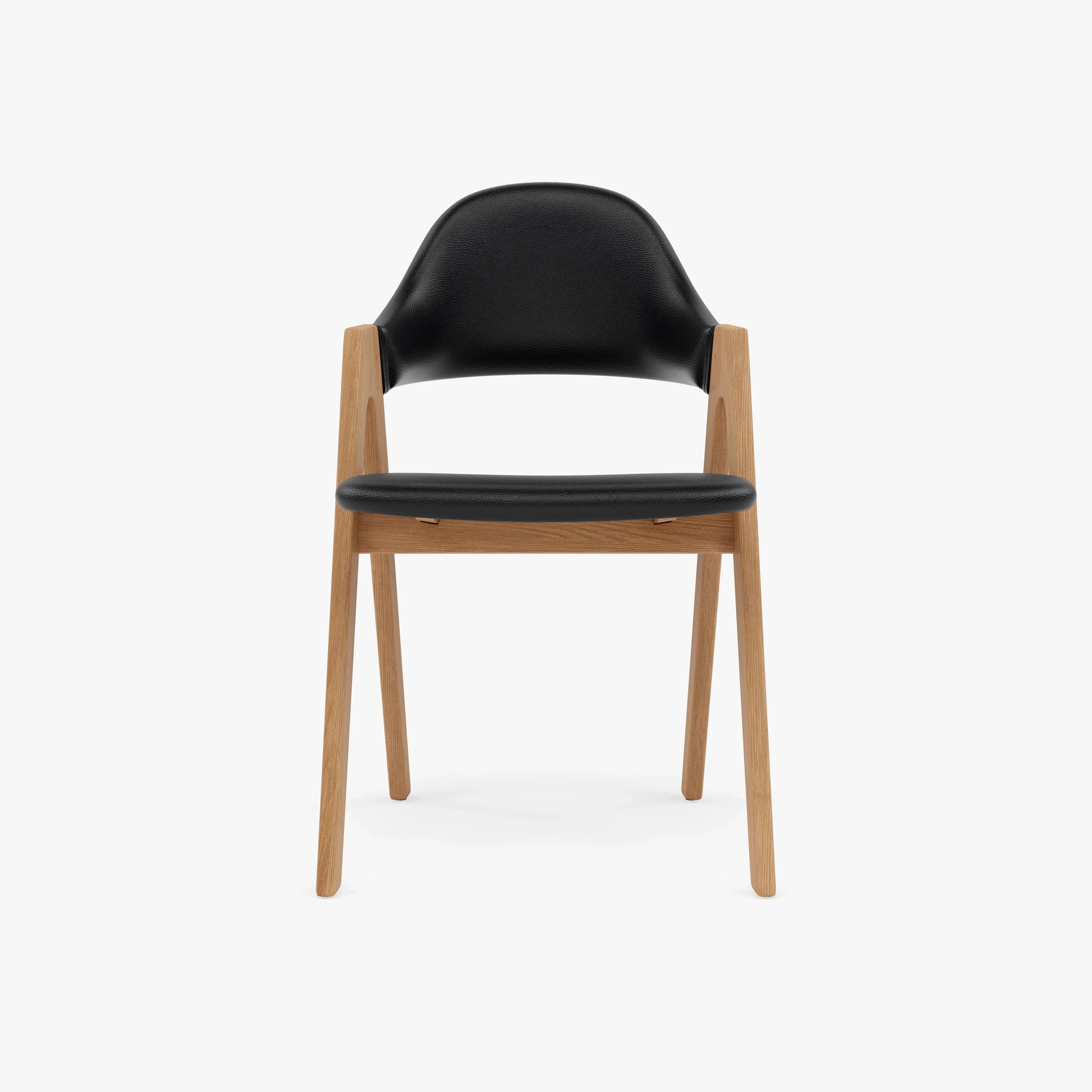 Nestor Dining Chair Black Leather Solid American Oak