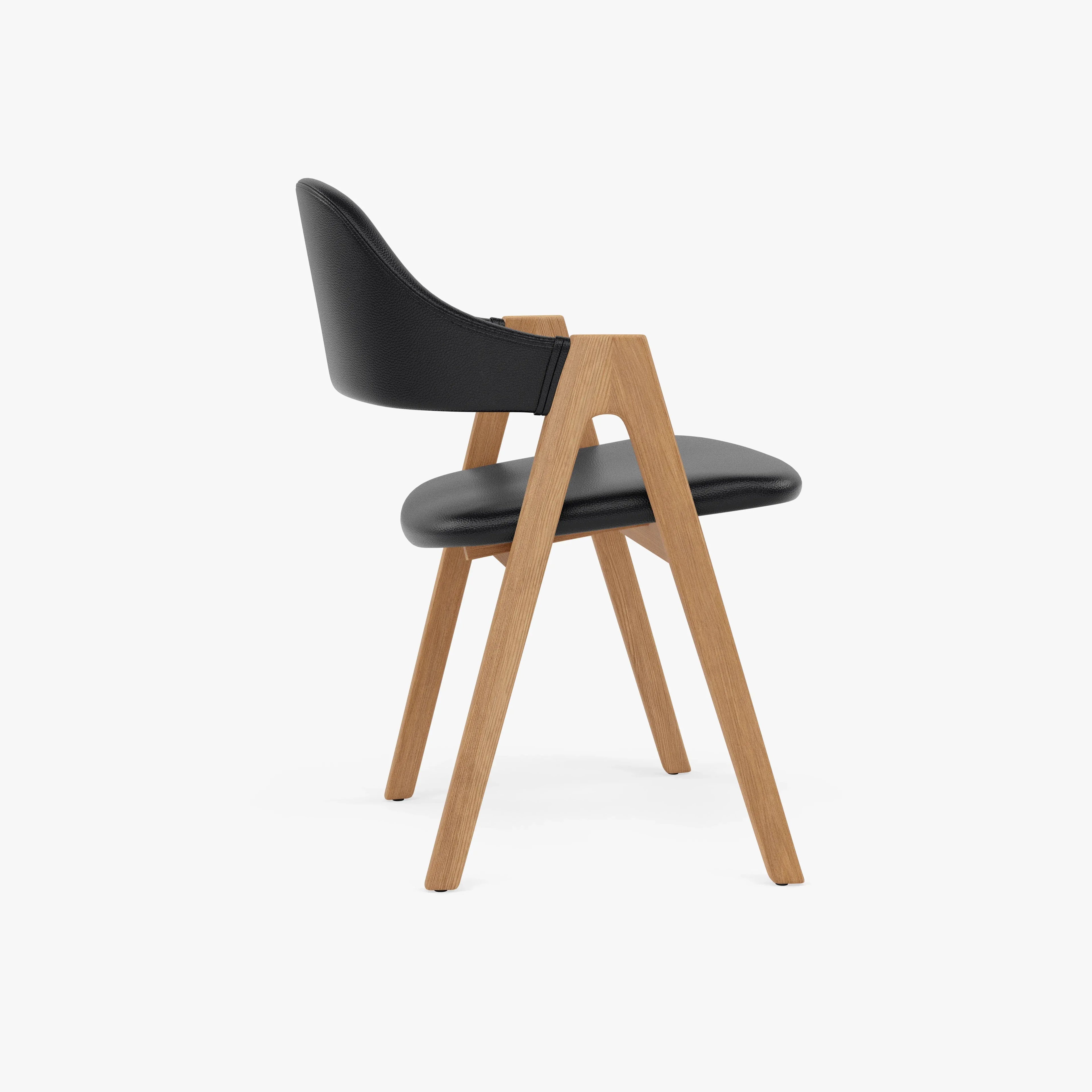 Nestor Dining Chair Black Leather Solid American Oak