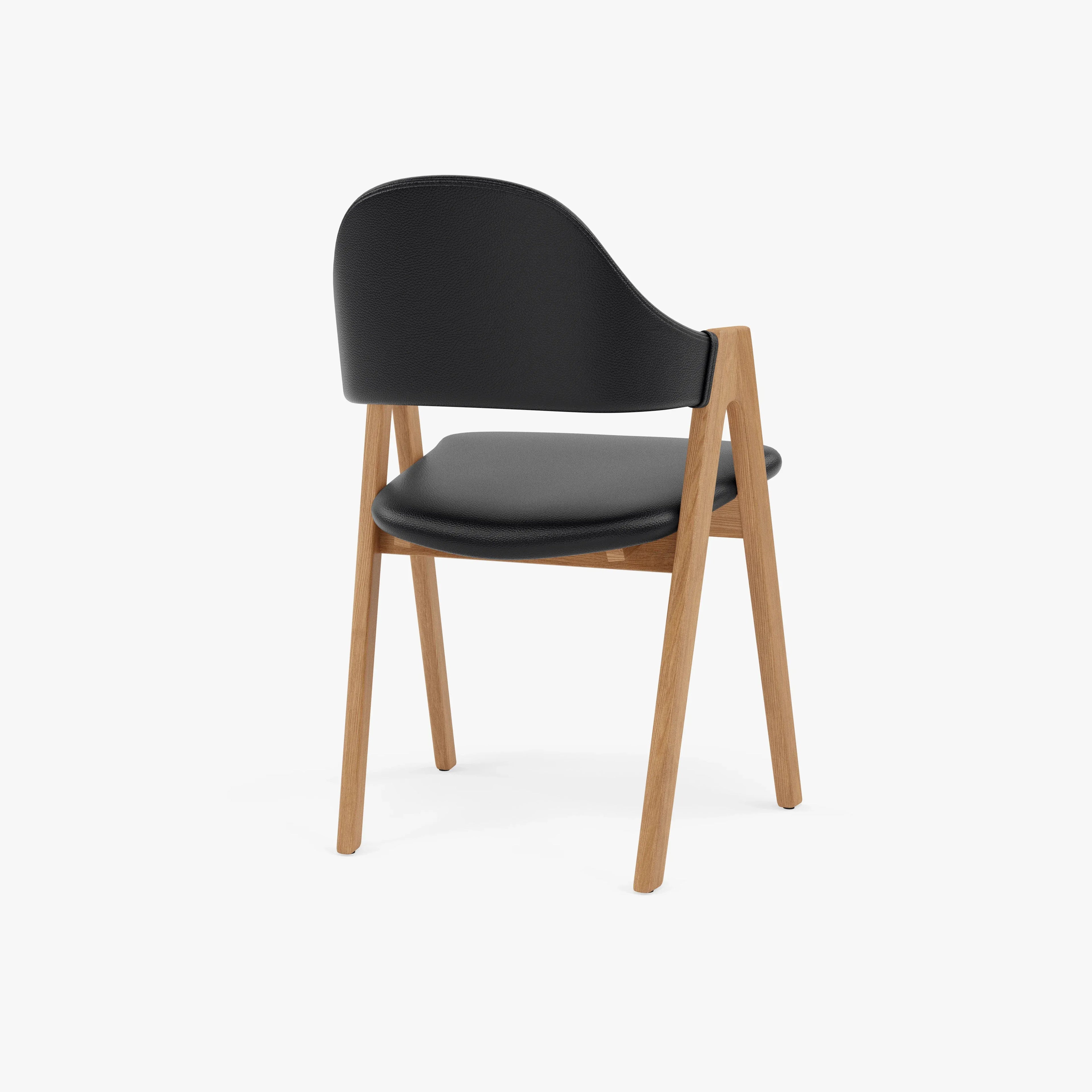 Nestor Dining Chair Black Leather Solid American Oak