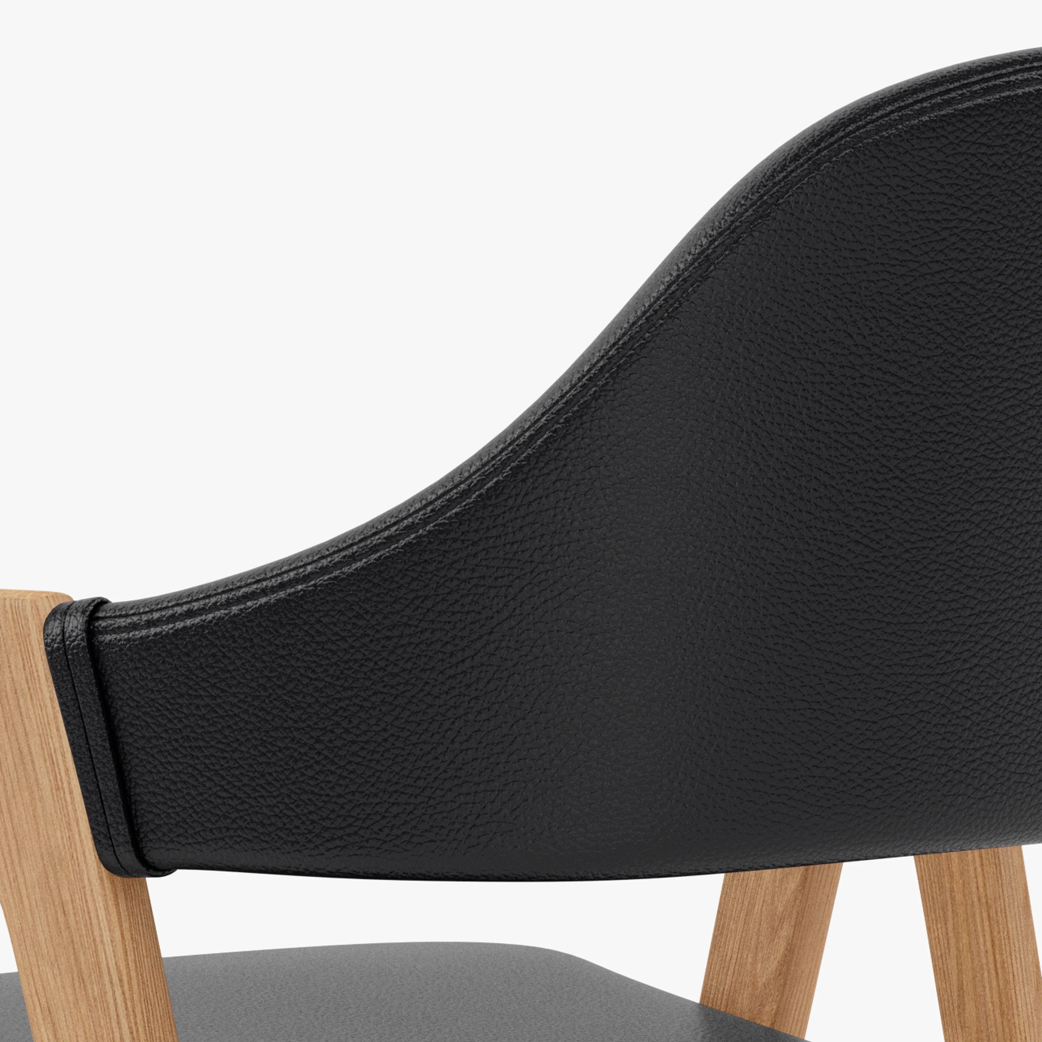 Nestor Dining Chair Black Leather Solid American Oak