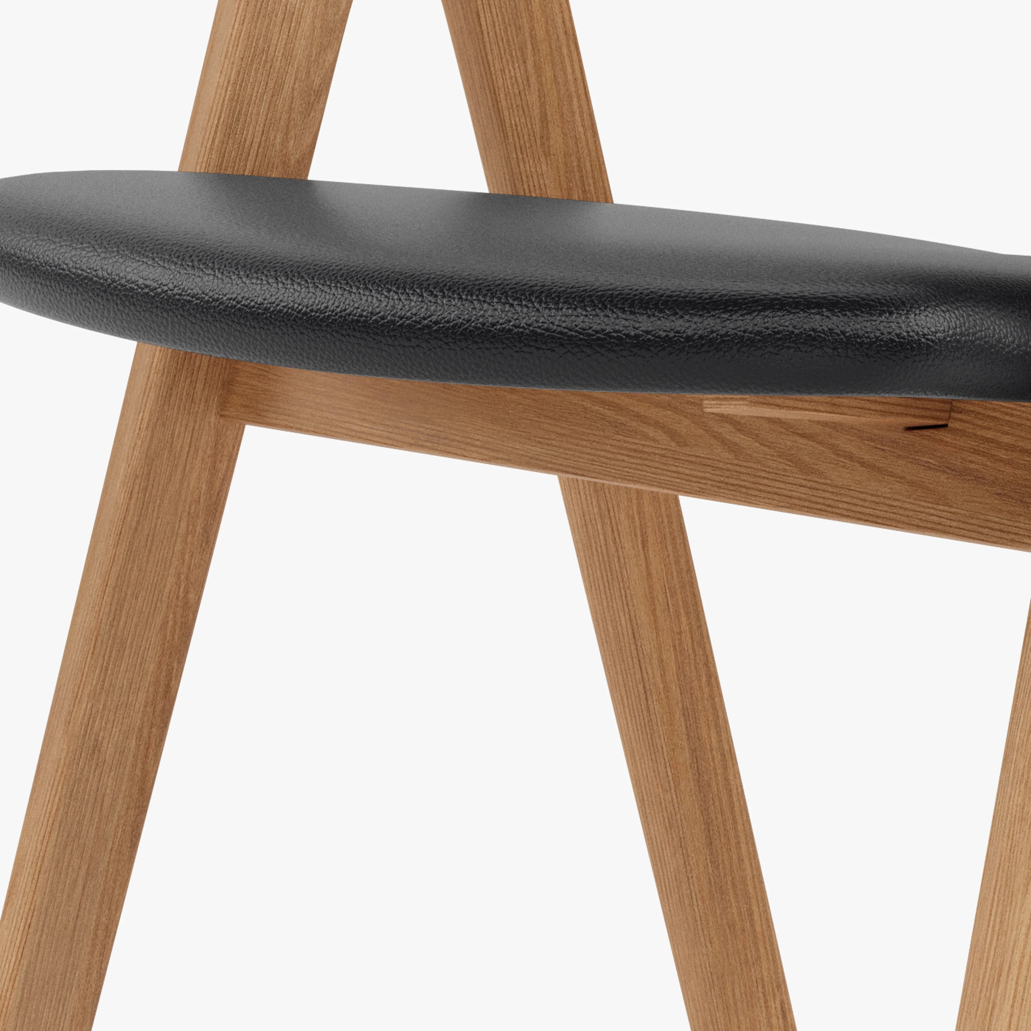 Nestor Dining Chair Black Leather Solid American Oak