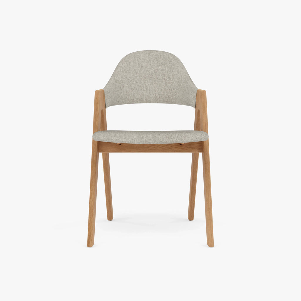 Nestor Dining Chair Cement Gray Fabric Solid American Oak