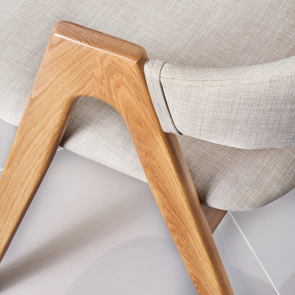 Nestor Dining Chair Cement Gray Fabric Solid American Oak