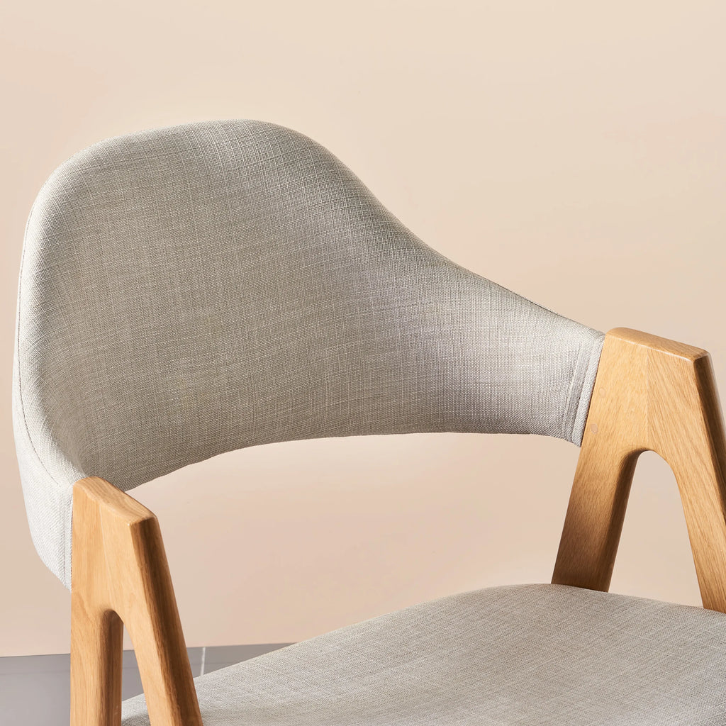 Nestor Dining Chair Cement Gray Fabric Solid American Oak