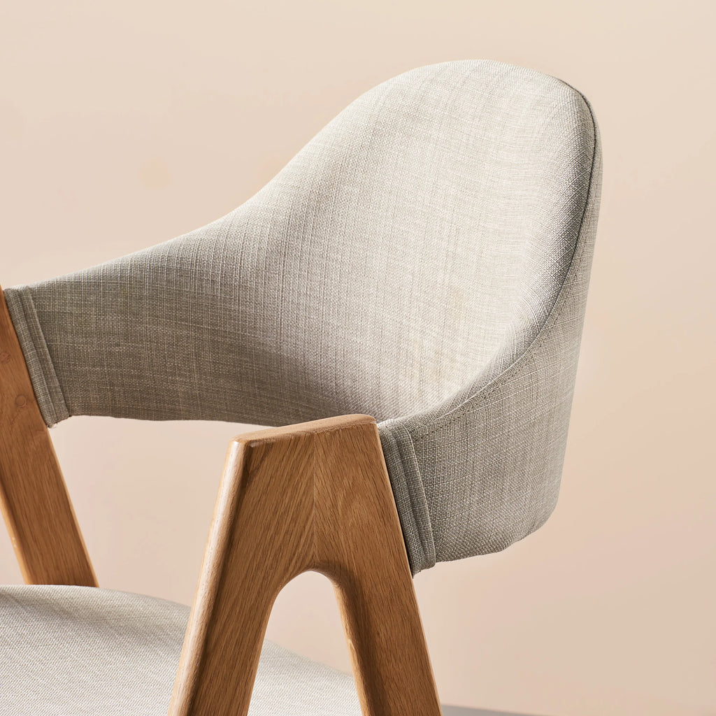 Nestor Dining Chair Cement Gray Fabric Solid American Oak