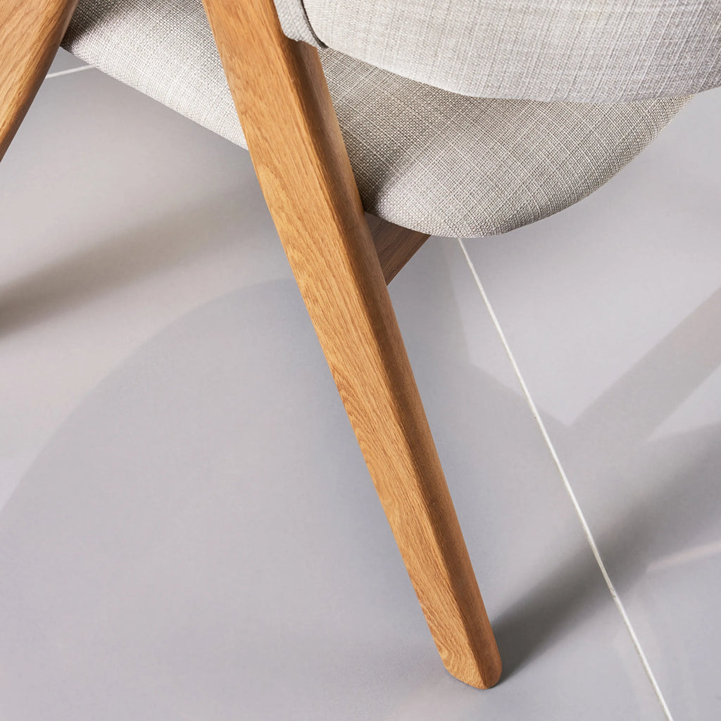 Nestor Dining Chair Cement Gray Fabric Solid American Oak