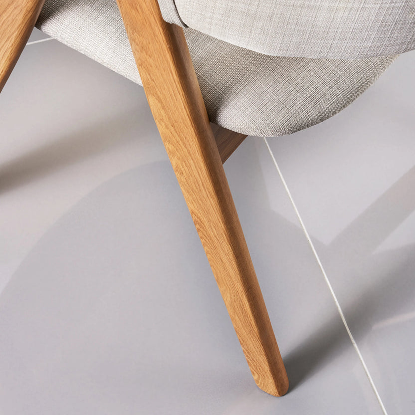 Nestor Dining Chair Cement Gray Fabric Solid American Oak