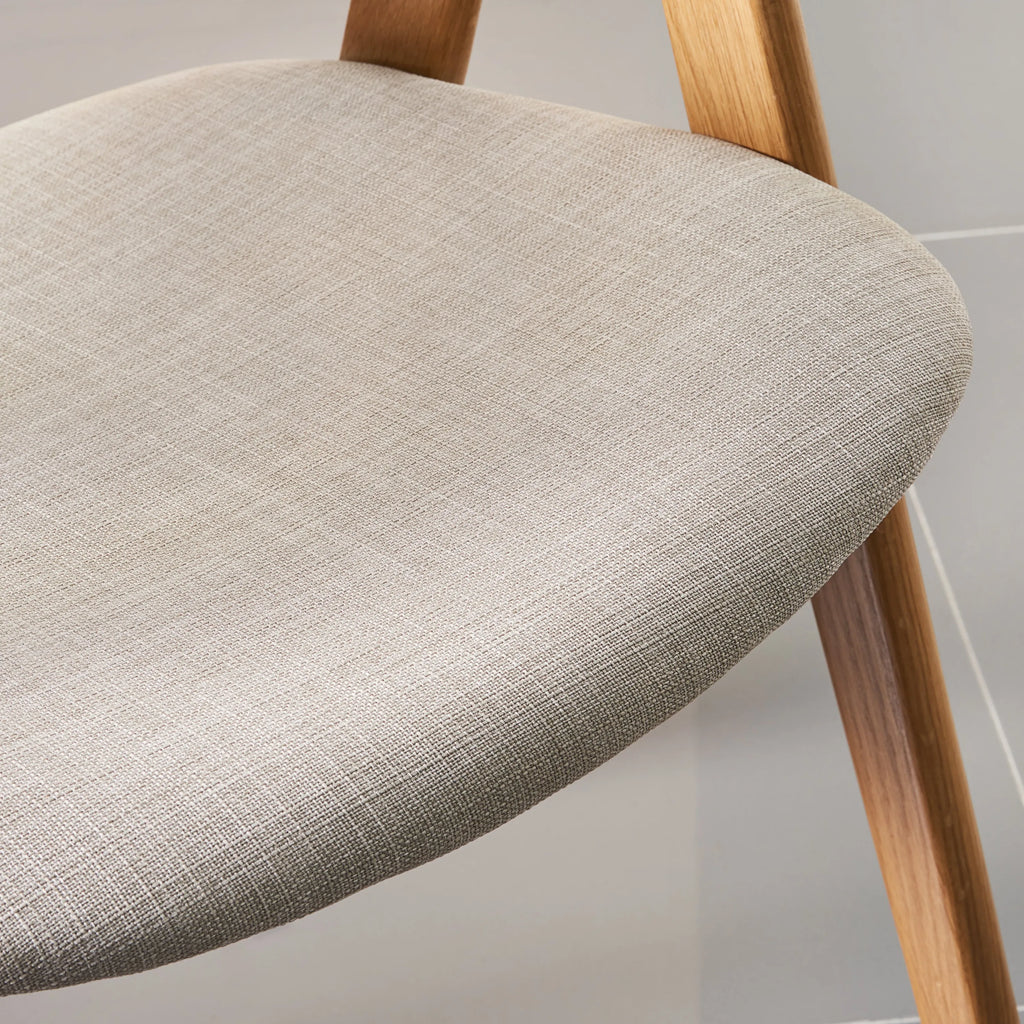 Nestor Dining Chair Cement Gray Fabric Solid American Oak