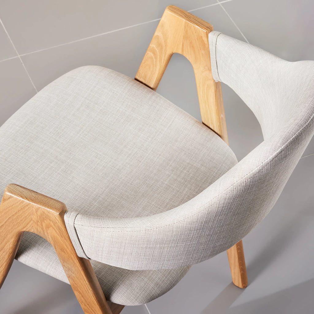 Nestor Dining Chair Cement Gray Fabric Solid American Oak