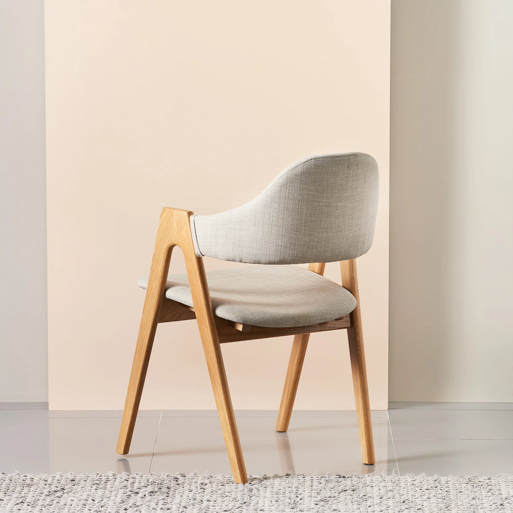 Nestor Dining Chair Cement Gray Fabric Solid American Oak