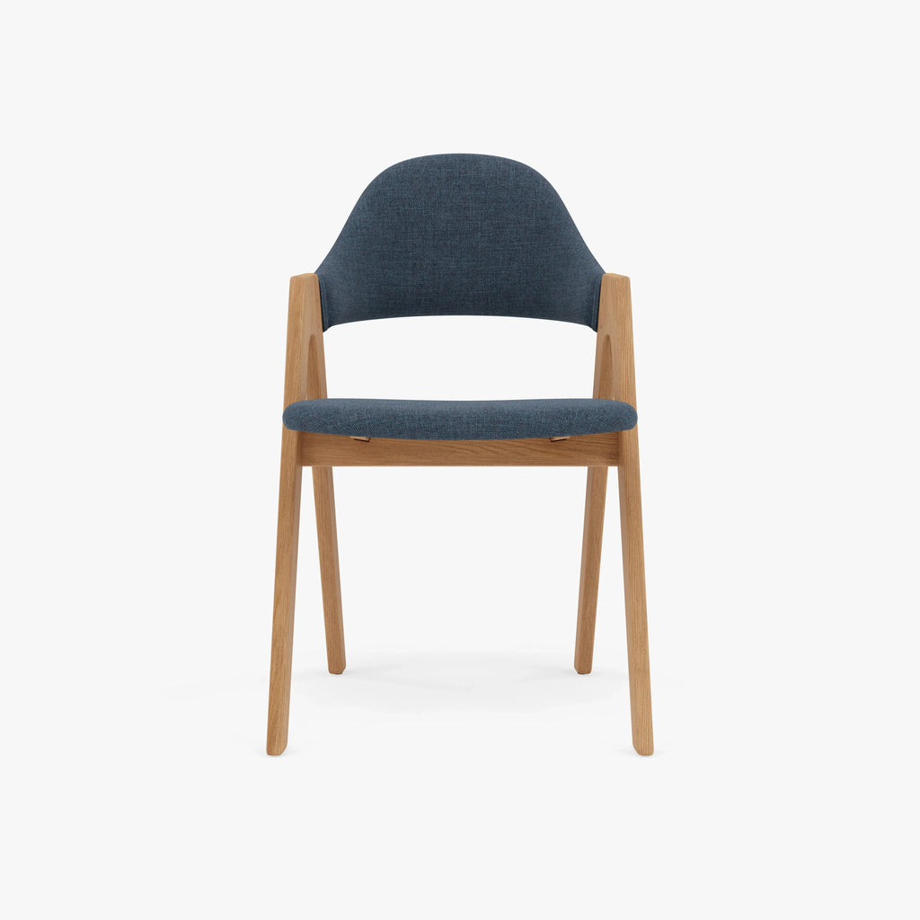 Nestor Dining Chair Chambray Blue Fabric Solid American Oak