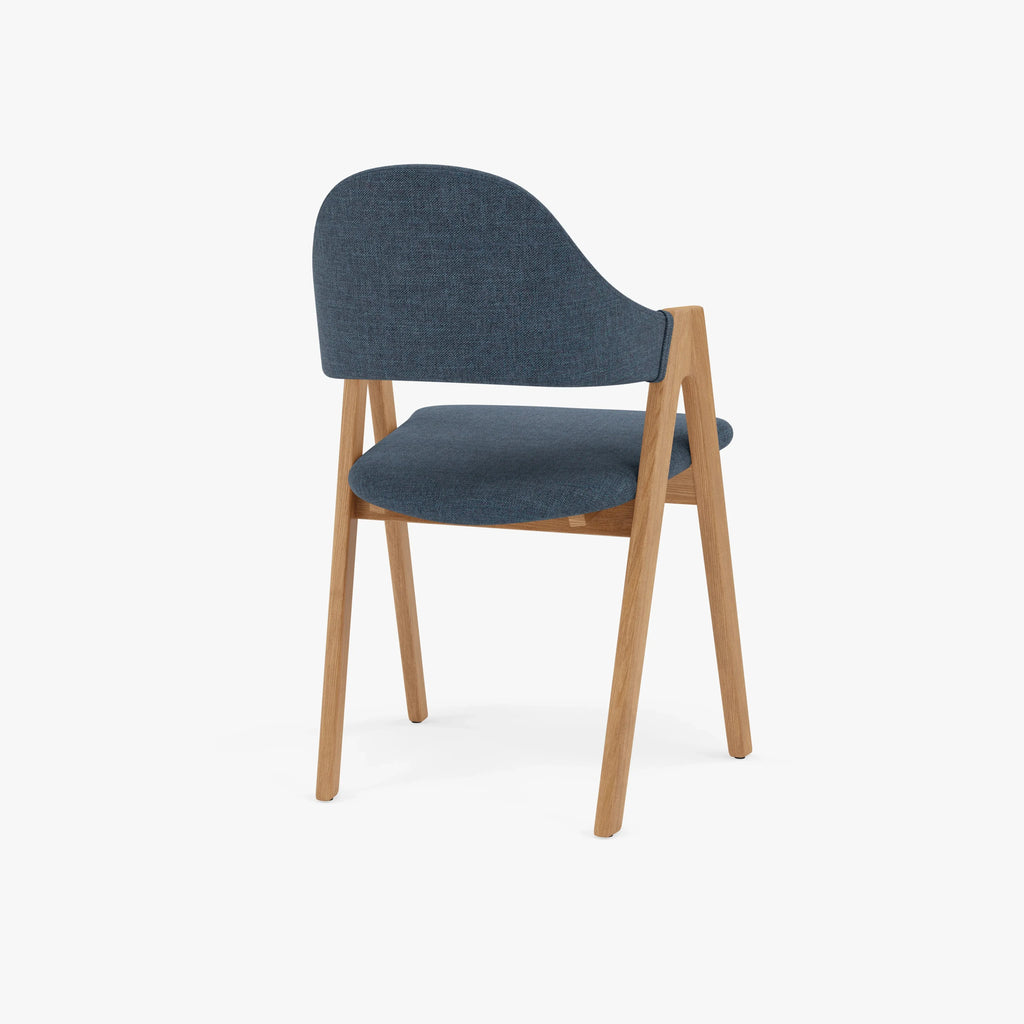 Nestor Dining Chair Chambray Blue Fabric Solid American Oak