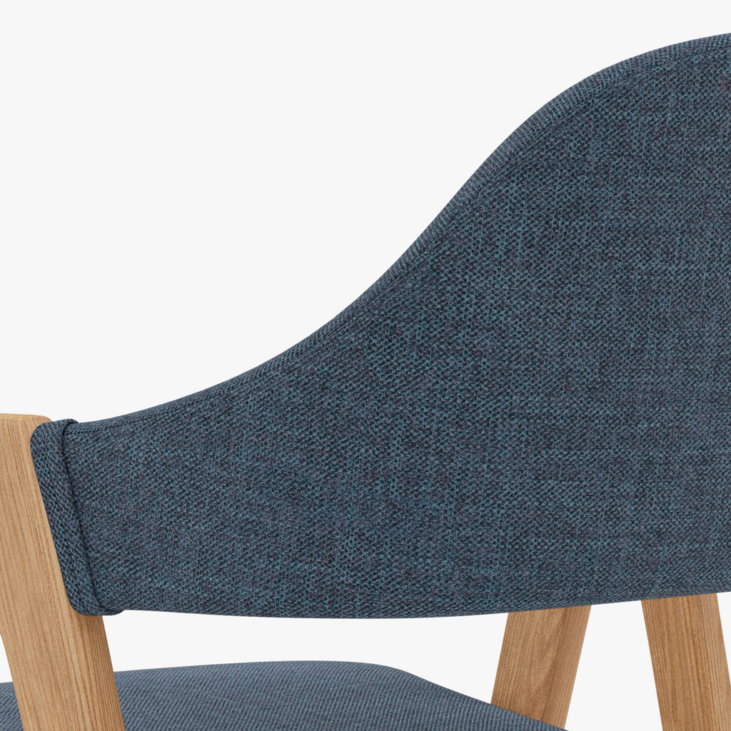 Nestor Dining Chair Chambray Blue Fabric Solid American Oak