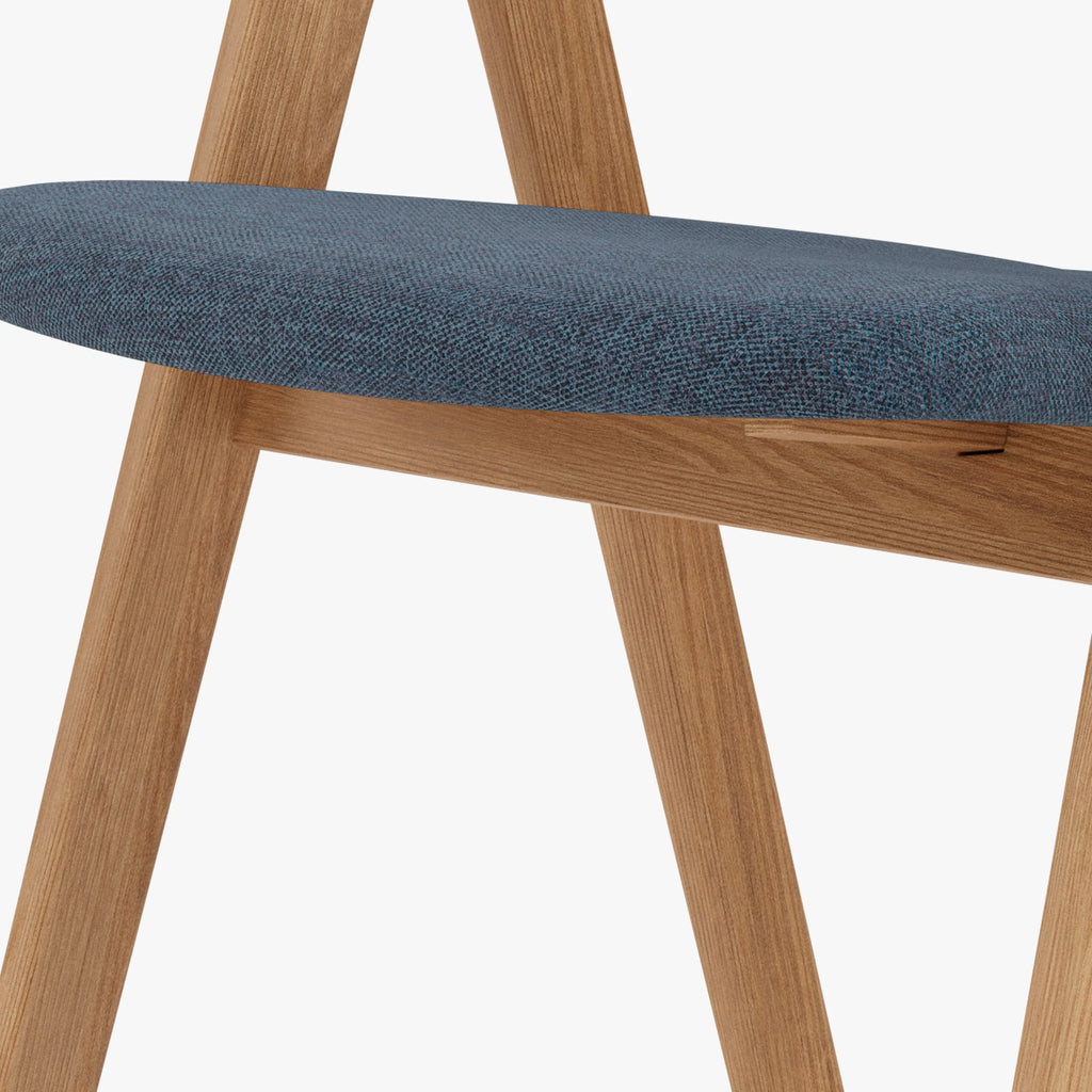 Nestor Dining Chair Chambray Blue Fabric Solid American Oak