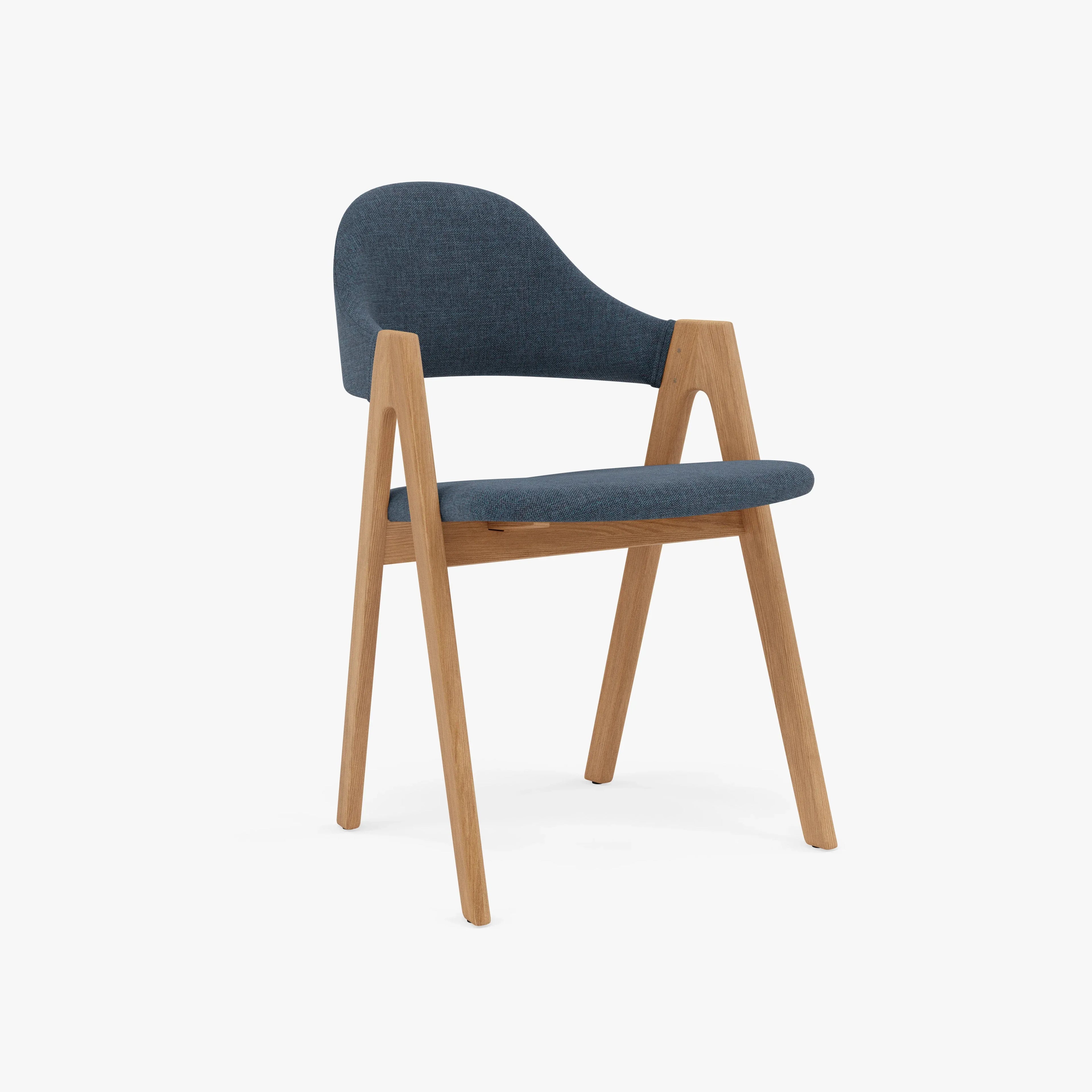 Nestor Dining Chair Chambray Blue Fabric Solid American Oak