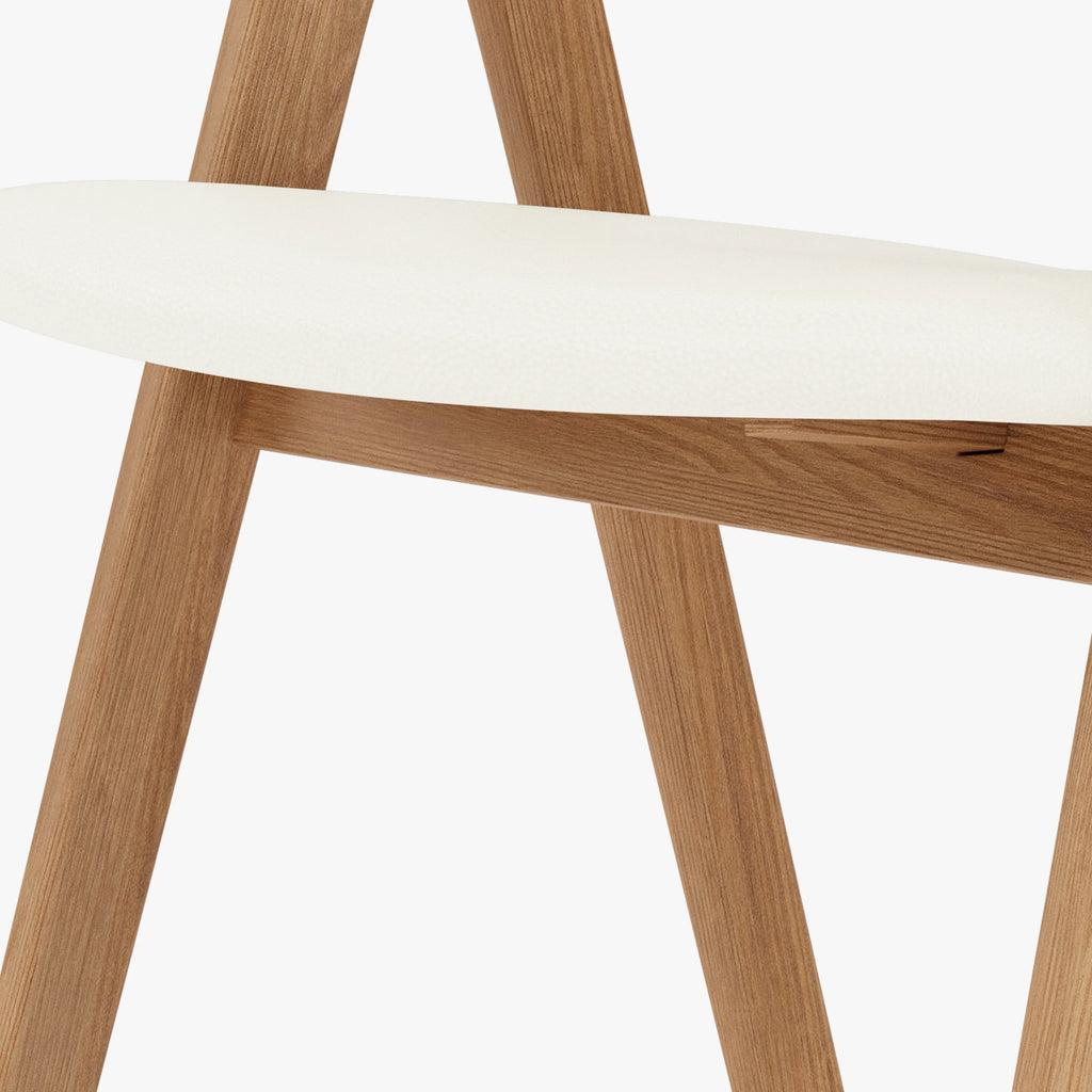 Nestor Dining Chair Cream Leather Solid American Oak