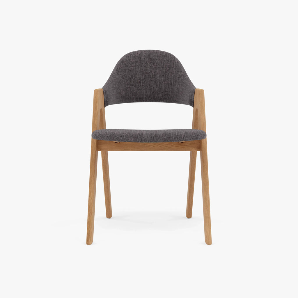 Nestor Dining Chair Light Gray Fabric Solid American Oak
