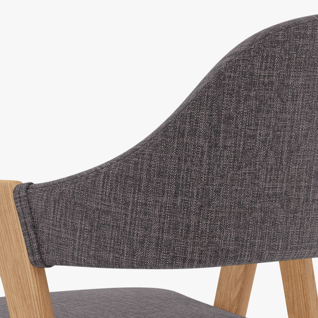 Nestor Dining Chair Light Gray Fabric Solid American Oak