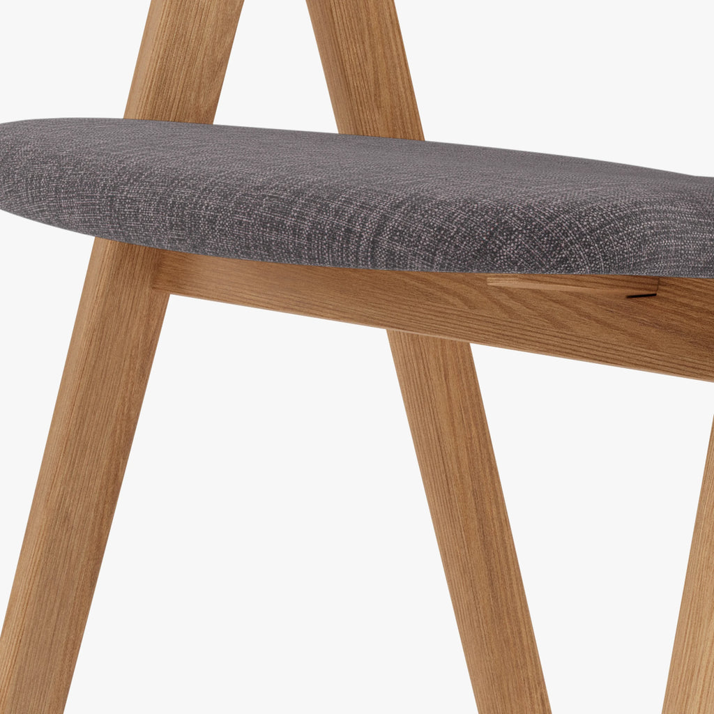 Nestor Dining Chair Light Gray Fabric Solid American Oak