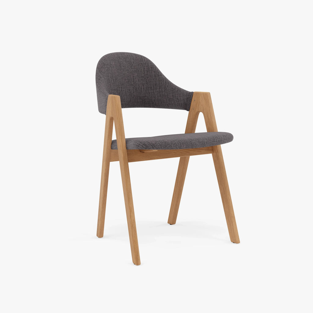 Nestor Dining Chair Light Gray Fabric Solid American Oak