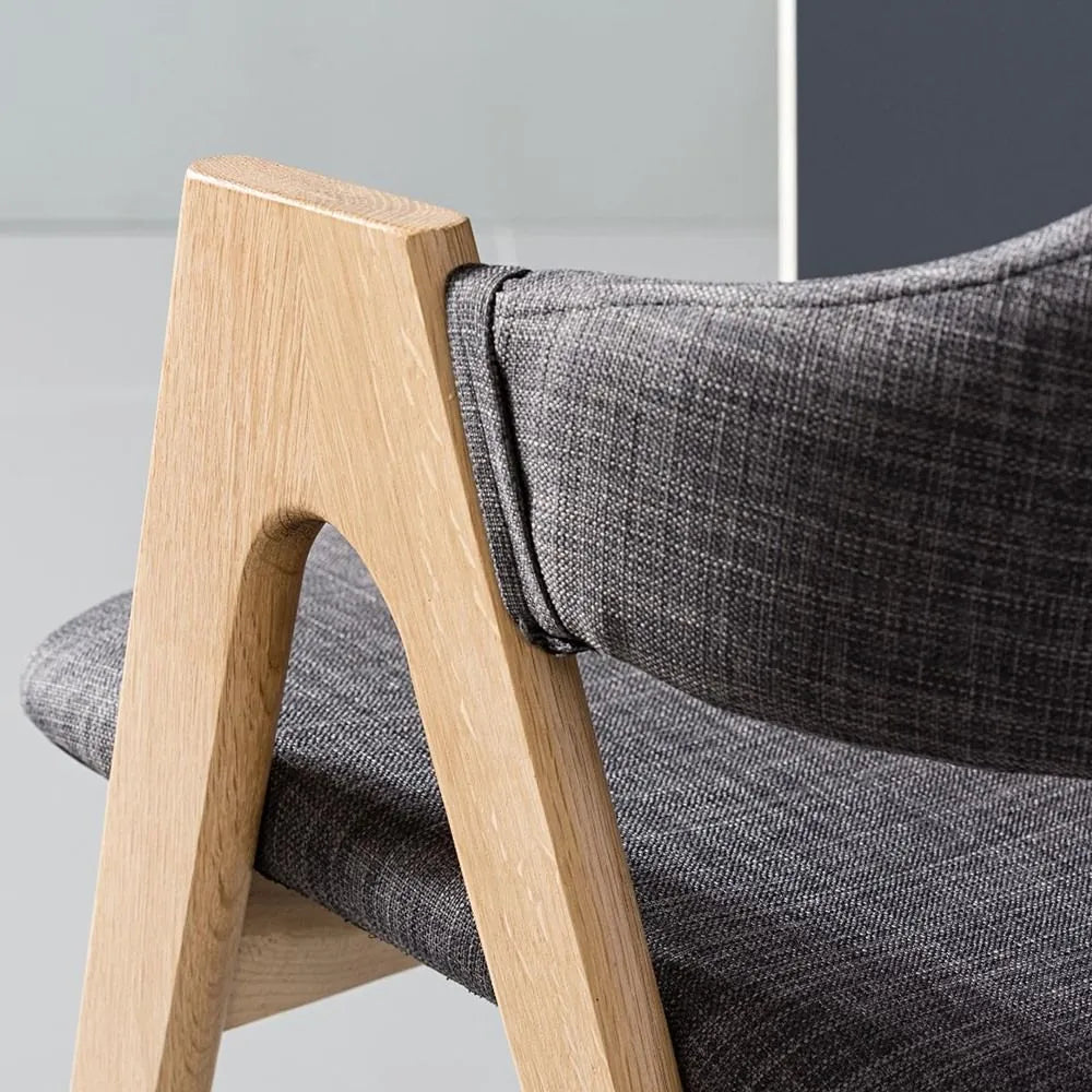Nestor Dining Chair Light Gray Fabric Solid American Oak